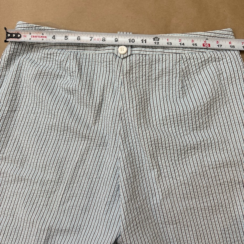 Judith Hart Seersucker Striped Blue, White, and Black Shorts Size 16 - Picture 7 of 14